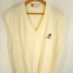 Slazenger Sweater Vest Men's XL Cream Embroidered Willowbrook CC Golf Preppy